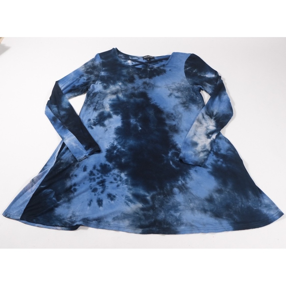 Simply Southern Tunic Women S Blue Tie Dye Swing Top Strappy Neck‎ Long Sleeve